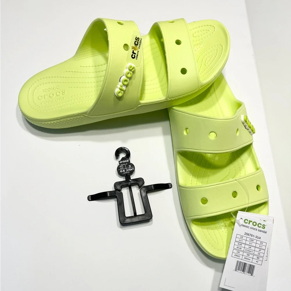 New‎ Crocs Classic Sandals Slides Mens Size 11 Lime Zest Relaxed Fit 206761-3U4